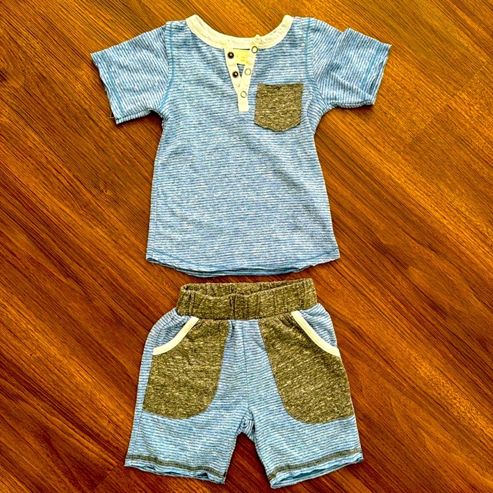 Miki Miette Vintage vibes boys two piece shorts set